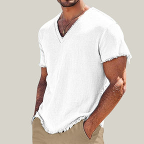 Camiseta Artesanal Desfiada – 100% Linho