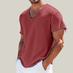 Camiseta Artesanal Desfiada – 100% Linho