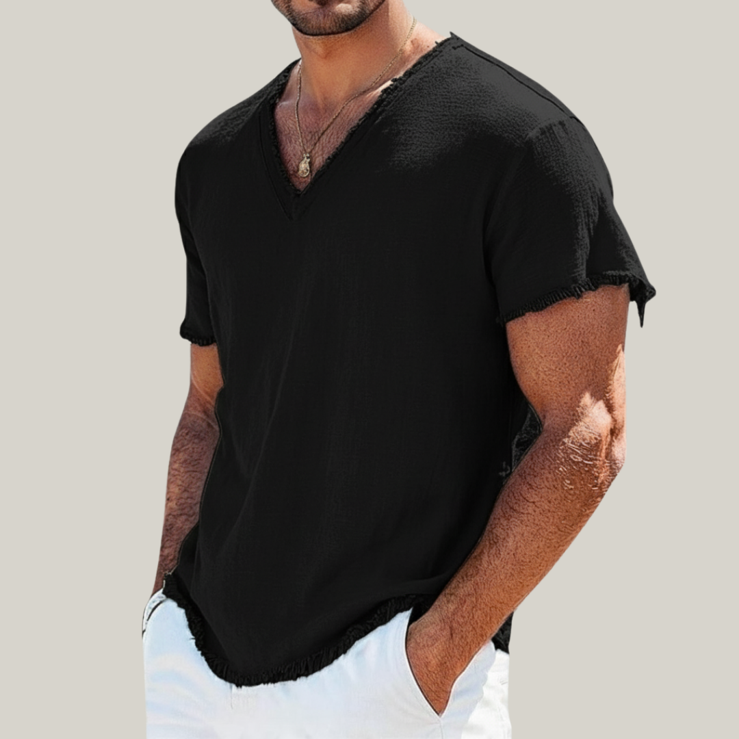 Camiseta Artesanal Desfiada – 100% Linho